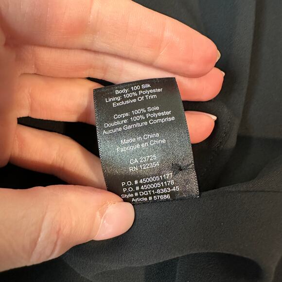 Aritzia Babaton 100% Silk Skipper Dress Split V-Neck Long Sleeve Mini Black - Picture 11 of 11